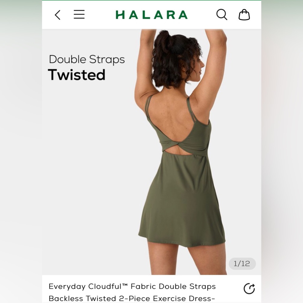 HALARA Everyday Cloudful Double Straps Backless Twisted 2 Piece Exercise Dress
